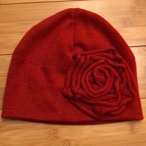 Beanie with Knit Flower Detail